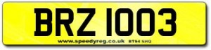 BRZ 1003 Number Plates