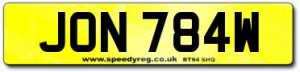 JON 784W Number Plates