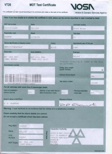 GB VOSA MOT CERTIFICATE